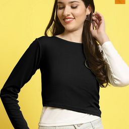 Fabflee Pack Of 2 Colourblocked Puff Sleeves Top-image-95