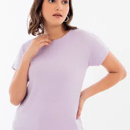 Halff Grey Ribbed Drop Shoulder Sleeves T-shirt-image-75