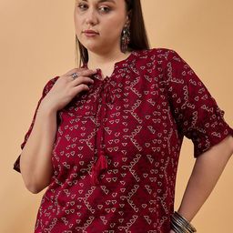 all about you Women Plus Size Puff Sleeves Top-image-79