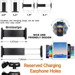 BROLAVIYA Multi-Direction Universal Tripod Floor Stand for 4'-10.2' inch, with Gooseneck Clip Lazy Arm Bracket for Both Mobiles and Tablets Mobile Holder image 4