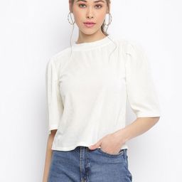 Mayra Women White Velvet Crop Top-image-83