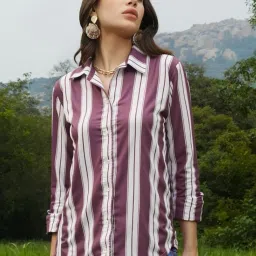 Women NA Fit Striped Slim Collar Casual Shirt-image-16