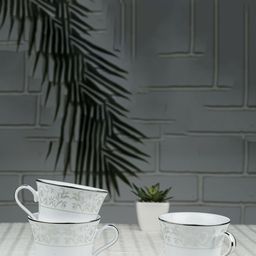 Dankotuwa White 12 Pieces Platinum Crafted Tea Cup and Saucer 200 ml-picture-3