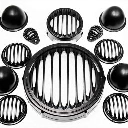 Headlight Grill / Jali Cover with Tail Lamp, Indicator, Eyes Set For Reborn 350 Bike Headlight Grill-1