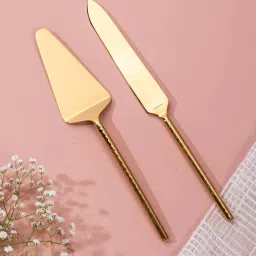 Cake Server Set of 2, Round hammered Handle Stainless Steel Cake Server-25