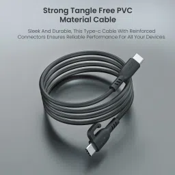 Portronics Type C 3 A 1 m Konnect Core 3 60W Type C to Type C Fast Charging Cable Cable, Cable Hook image 3
