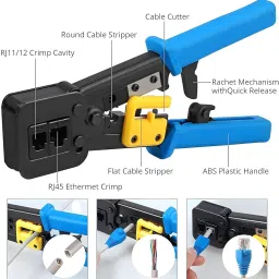 BALRAMA 130pc Combo RJ45 Pass Through Crimping Tool Kit Cable Tester Cutter Punch Tool Combo Set image 2