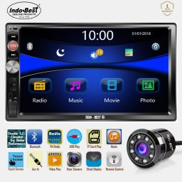 IBDDBT1 New Edition Universal Model Heavy Duty Double Din Car Stereo and 8 LED High Definition Enhanced Night Vision Rear View Camera - Product Combo For All Car Brands and Models - 7" Full HD Touch Screen with Double IC and Heavy Chassis / Bluetooth / Mic Calling / Rear View Camera Support / Steering Control Support / Equaliser / Remote / FM / USB / AUX / SD Port Car Stereo-11