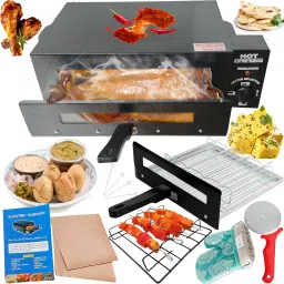 B-4 Big XLL 2000 Watt Electric Tandoor with Regulator and Aluminum Tray, Skewers, Jali, Glove,Pizza Cutter, Nonstick Seat,R Book,Handle, Legs|2KW Watt Heavy Weight Electric Tandoor For Home with Heat Controller(Regulator/Temperature control) Fitted With Stainless Steel Element and Cement Sheet for Plywood Protection with all Freebies Accessories/Electric Tandoor and Grill Barbecue/Electric tandoor Grill/Electric tandoor for naan and roti/Electric tandoor for home kitchen/for Business and Restaurant purpose Electric Tandoor-image-13
