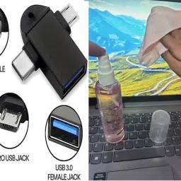 ANJO USB Keyboard-LED Mouse-Non Slip Mouse Pad-2.0 Hub-Cleaner-OTG M&C 2in1 Combo Set image 4