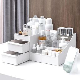 Desktop Cosmetic Box, Jewelry Holder for Bathroom Vanity and Dressing Room Lipstic, Brushes, Nail Polish, Jewelry, Makeup, Dressing table Vanity Box-image-26