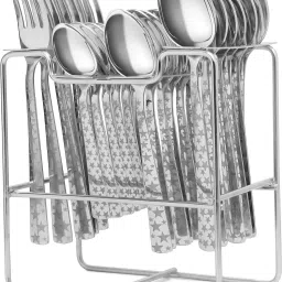 Stainless Steel Spoon stand / rack Steel Cutlery Set Stainless Steel Cutlery Set (STAR HANDLE design ) Stainless Steel Cutlery Set-image-60