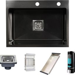 | 24" x 18" x 10" TAP-HOLE | KITCHEN SINK WITH SOAP DISPENSER & TRAY BASKET | 24x18x10 TAP-HOLE |304 GRADE| HEAVYDUTY HANDMAD |SINKS 304 GRADE STAINLESS STEEL Vessel Sink-image-33