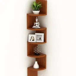 Zigzag 5 Tier Corner Wall Mount Shelf Unit/Racks and Shelves/Wall Shelf/Book Shelf/Wall Decoration Wooden Wall Shelf-image-4