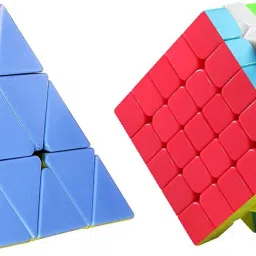 Combo Set of 5X5x5X5x5 and Pyramid Triangle High Speed Sticker less Cube-7