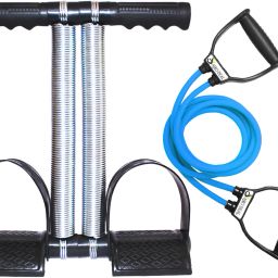 Gym Combo Double Spring Tummy Trimmer With Heavy Resistance Band Toning Tube Ab Exerciser-10
