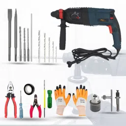 100% Copper Winding HGCM28M1 Machine with Hand Tool Kit Drill Chunk(13mm),SDS Adapter,5Pcs SDS Plus,5Pcs MasonryBit Set HGCM28M1 Rotary Hammer Drill-1