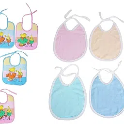 Soft Cotton Washable & Reusable Multicolor Highly Absorbing/Comfortable and Easily Adjustable Feeding Bibs In Apron Style For Babies,Toddlers,Infants-image-4