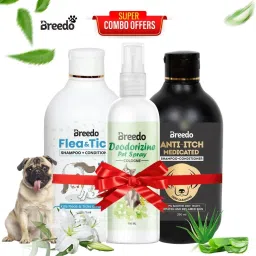 (Combo of 3) Dog Anti-Itch Shampoo + Flea-Tick Shampoo 500 ml + 100 ml Spray Allergy Relief, Conditioning, Anti-fungal, Anti-microbial, Anti-itching, Anti-dandruff Natural Dog Shampoo-4