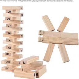 Wooden Building Block Tower Game – Numbers and Dice-image-97