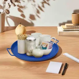 Metalsmith Metal Serving Tray With Handle For Serving Breakfast, Tea, Coffee And Cookies-picture-30