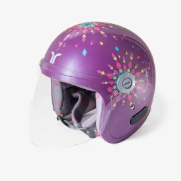 Dreamcatcher Open Face Purple Women's Helmet,Medium,Printed Design,ISI certified Motorbike Helmet-image-26