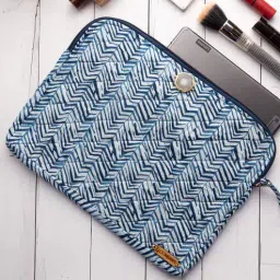 loomsarte Blue Cotton Fabric Ipad Sleeve With Natural Agate Accent 12 X 9 Inch-picture-23