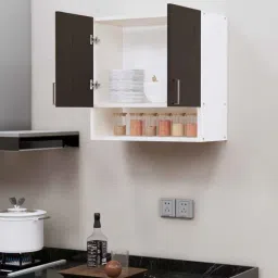 specialitypanels 2 Doors Modular Wall Mounted Kitchen Cabinet with Organizer Shelf in Chiyoda Wange & Highland Pine Finish-picture-19