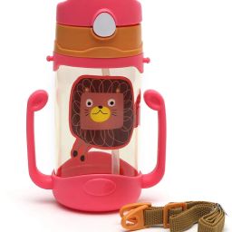 traw Sippy Cup/Sipper Mugs, Toddlers Kids Flip Top Water Bottle with Handles and Strap Non Toxic BPA Free-400 ml-image-3