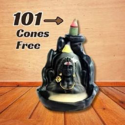 Adiyogi Shiva Smoke Fountain Decorative Showpiece with free 101 Backflow Cones Polyresin Incense Holder-image-12
