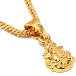 Simple Chain with Pendant Lord Ganesha Locket Ganpati Ganesh ji Maharaj Gold-plated Alloy Pendant Set-image-80