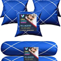 5 CushionAnd 2 Bolster Polyester Fibre Abstract Bolster Pack of 7-7
