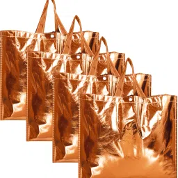 Non Woven Reusable Vegetable Grocery Bag|Large Size|Pack of 4|Copper Pack of 4 Grocery Bags-image-3