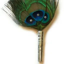Pure Silver Mor Pankh Peacock Feather for Puja Decorative Showpiece-13 cm-image-8
