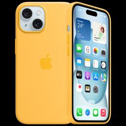 Apple Soft Silicone Back Cover for Apple iPhone 15 (Supports Wireless Charging, Sunshine)-image-85