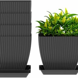 Set Of 5 Square Pot/Outdoor/Indoor Garden Plant Pot Plastic Vase-image-95