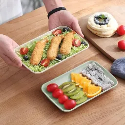 keshuenterprise rectangular dinner reusable serving trays (Random, Pack of 4) Sizzler Tray image 2