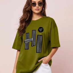 Women Printed Round Neck Cotton Blend Dark Green T-Shirt-image-40