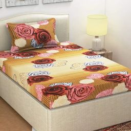 160 TC Polycotton, Microfiber, Cotton Blend Single 3D Printed Flat Bedsheet-image-77