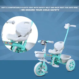 toyshoppee Premium Tricycle with Cushion Soft Seat,Storage Basket,Parental Handle R-50 TRICYCLE RECOMMENDED FOR TODDLER 1,2,3,4,5 YEAR KIDS Tricycle image 3