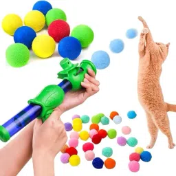 14Pcs Cat Toy Launcher Gun Cat Pom Balls Low Noise Interactive Cats Ball Plastic Ball For Dog & Cat-image-22
