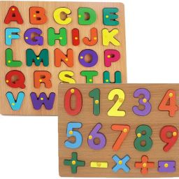Pack Of 2 Counting Math Montessori Toys and ABCD Alphabets Matching Puzzle Board-29