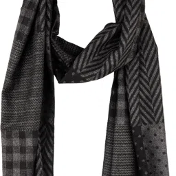 Geometric Print Wool Blend Men Black Scarf-12