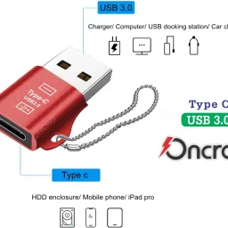 ONCRO Red Chain, Type c to usb female Usb to c connector c charging adapter converter otg Phone Converter image 2