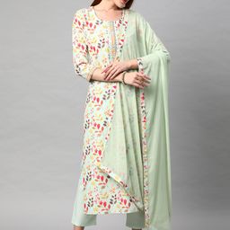 gosriki Women Cotton Rayon Kurta Pant Attached Dupatta Set-picture-49