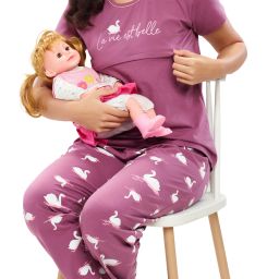 Women Top & Pyjama Set Pink, White Printed-image-66