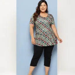 Adrenex Womens Sea Green-Black Colour Check Print Nylon Plus Size Swim Suit Checkered Women Swim-dress Light Green Swimsuit-image-90
