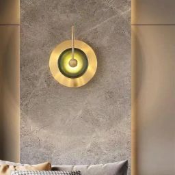 Stello Luxe Halo Wall Light with Textured Green Glass and Gold Finish-picture-28