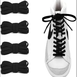 zeepzone Shoe laces Wide for Athletic Running Sneakers ( Black Owal set of 3) Shoe Lace-0