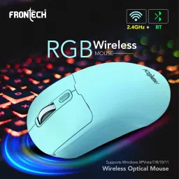 Frontech MS-0058G Dual Mode | 1600 DPI | 4 Buttons| USB Nano Receiver Wireless Ergonomic Optical Mouse with Bluetooth image 2